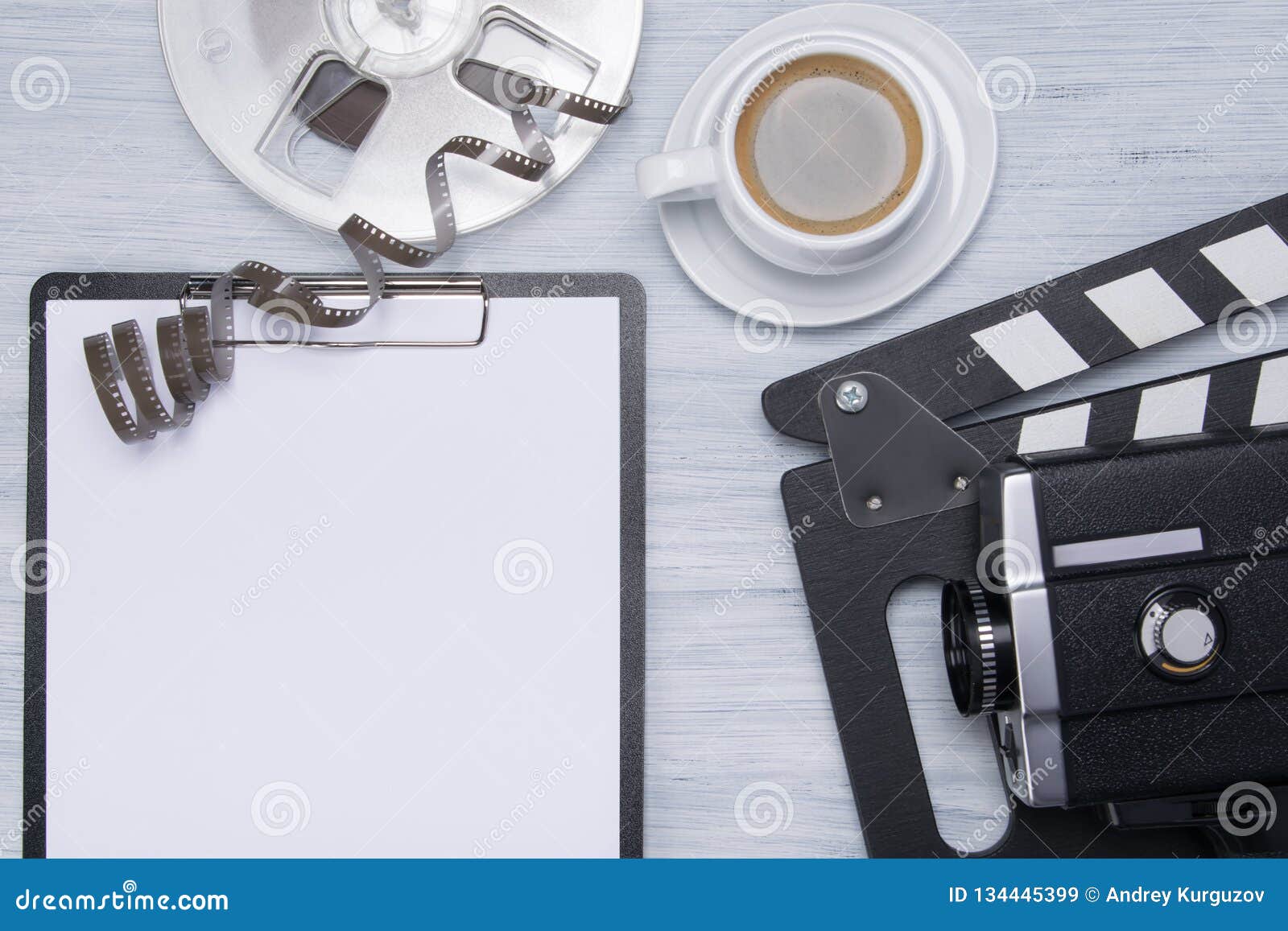 things for the filming of a film on the directorÃ¢â¬â¢s light gray table